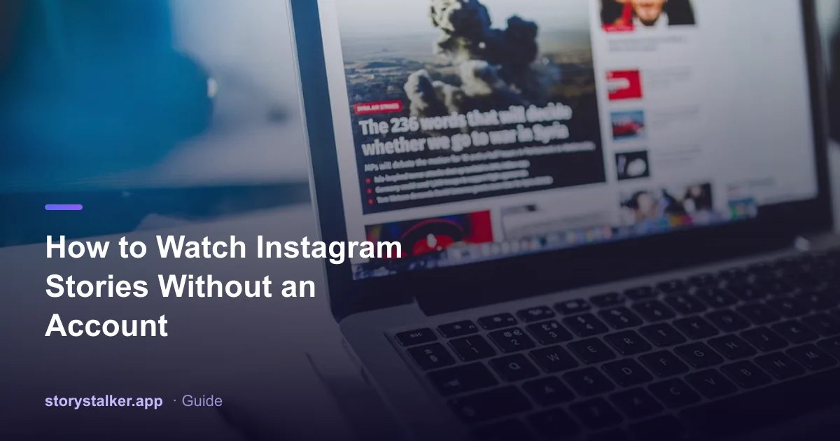 A browser window showing a public Instagram story being watched with no login screen in sight